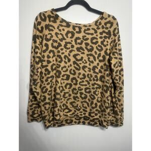 Buffalo David Bitton Cheetah Pullover Sweatshirt TopTan/Black Soft Size Large